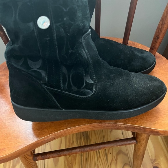 Coach Black Suede Tullip Winter Boots Size 9 - Picture 10 of 16